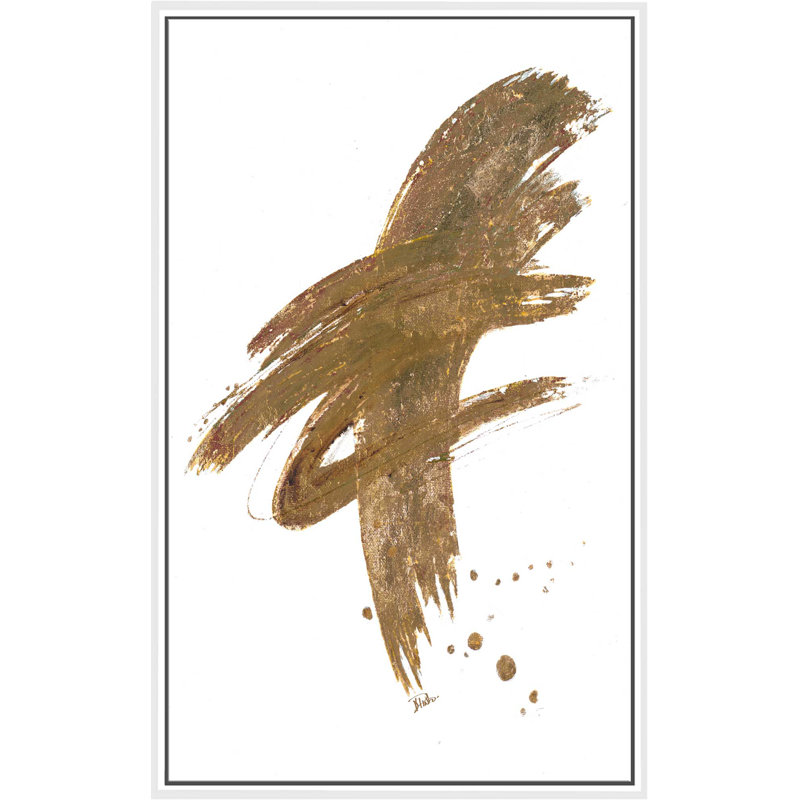 «Gold Dance», reproduction de peinture à l'aquarelle, H 33,5 po x l 21,5 po x P 2 po, Cadre flottant blanc