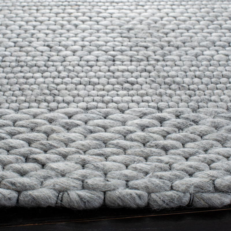 Elegant Handwoven Marbella 7' Square Gray Geometric Wool-Blend Rug