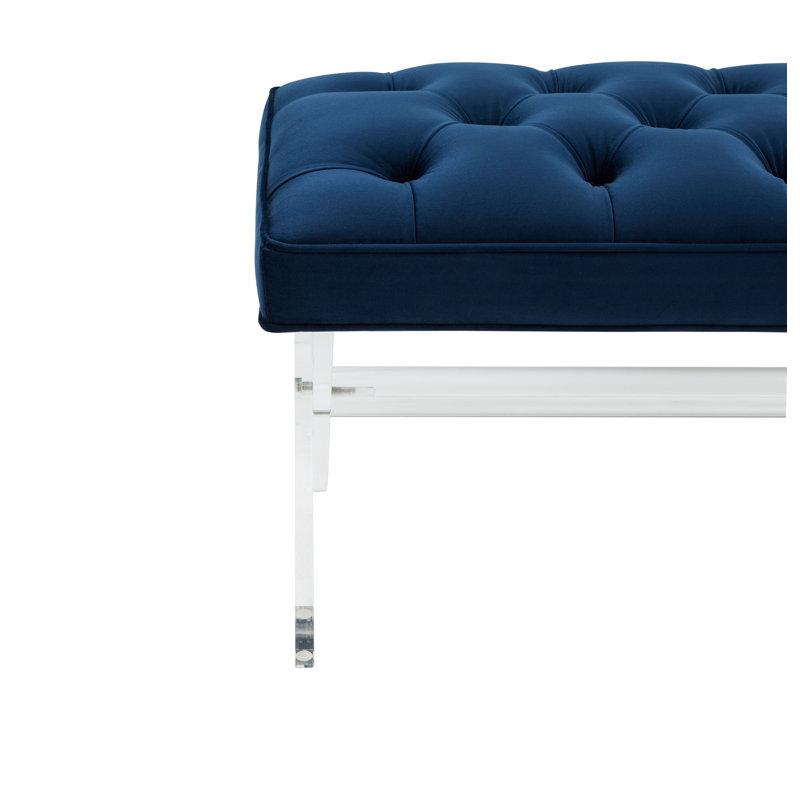 Bree Velvet Upholstered Bench, Navy