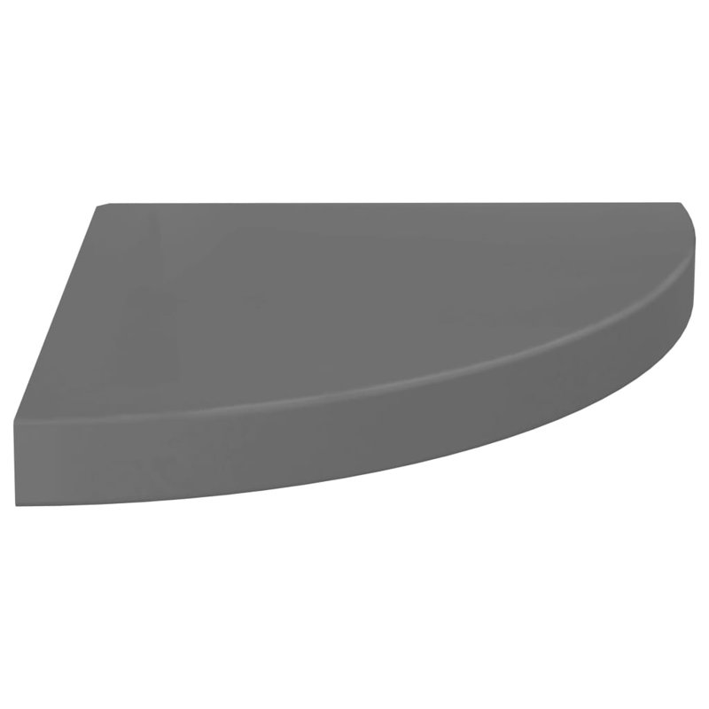 Wall Corner Shelf Floating Corner Shelf Wall Mounted Display Shelf, High Gloss Grey, 13.8" H x 13.8" W x 1.5" D