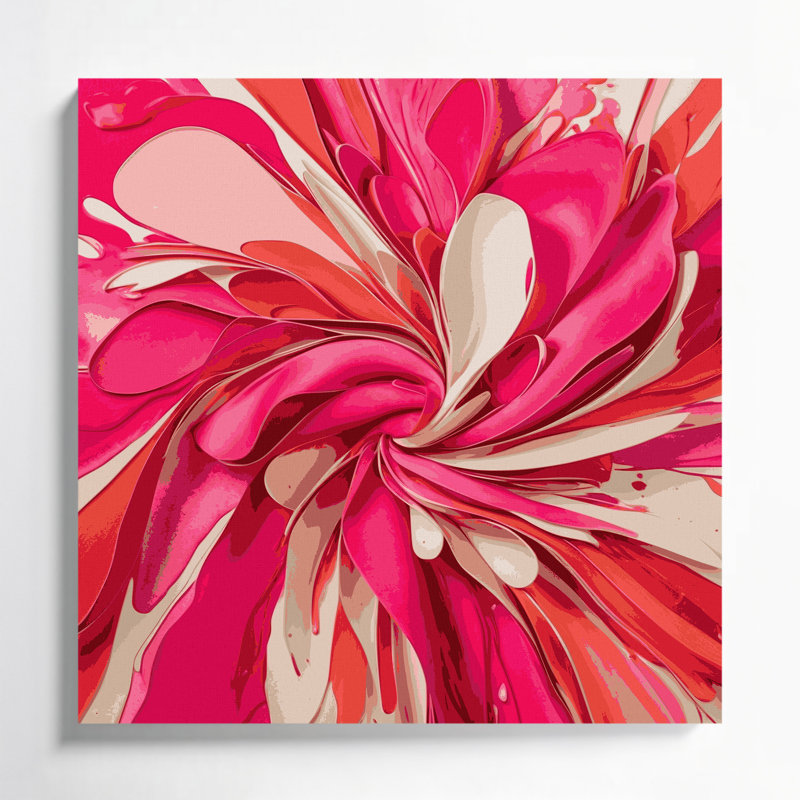 Abstrait aquarelle sur toile rose, H 32 po x l 32 po