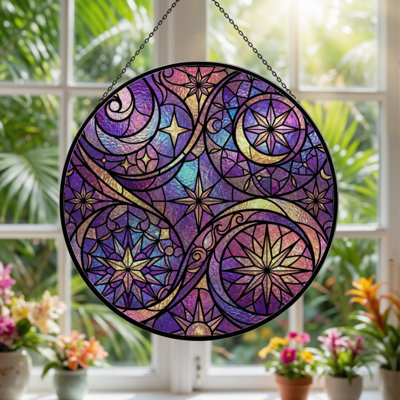 12"H Stained Glass Stained Glass Window Panel