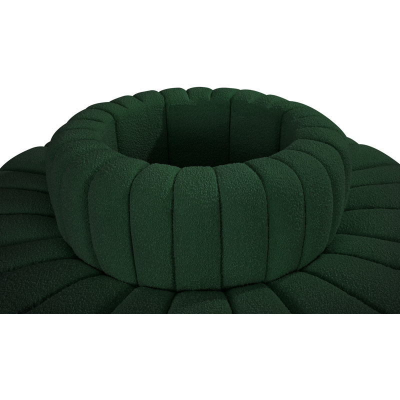 Hite Upholstered Curved Sectional Reversible, Green Boucle Fabric