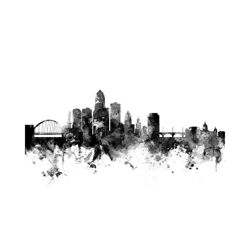 Des Moines, Iowa In Black & White by Michael Tompsett - 1 Piece Wrapped Canvas Wall Art, 152.5 cm H x 101.5 cm W