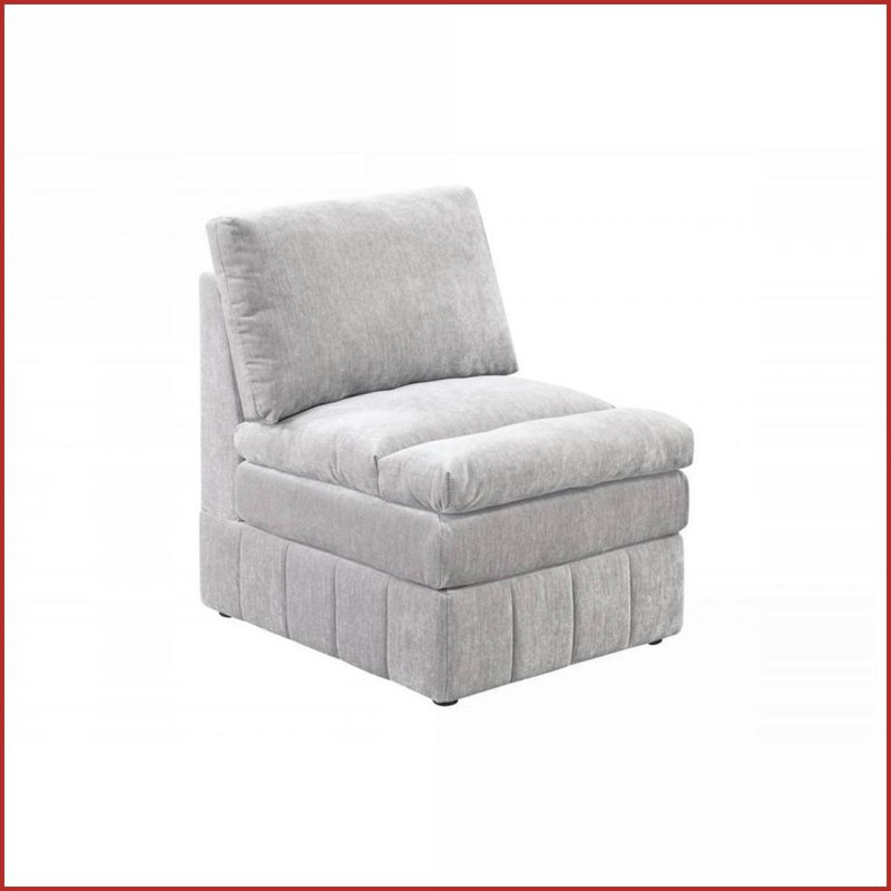 Chaise de salon modulaire sans accoudoirs en tissu de suède gris granit avec coussin triple couche | Sans accoudoirs | Suède | Gris