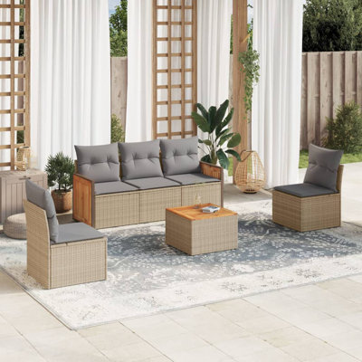  Ensemble de canapé de jardin modulaire en PE rotin beige