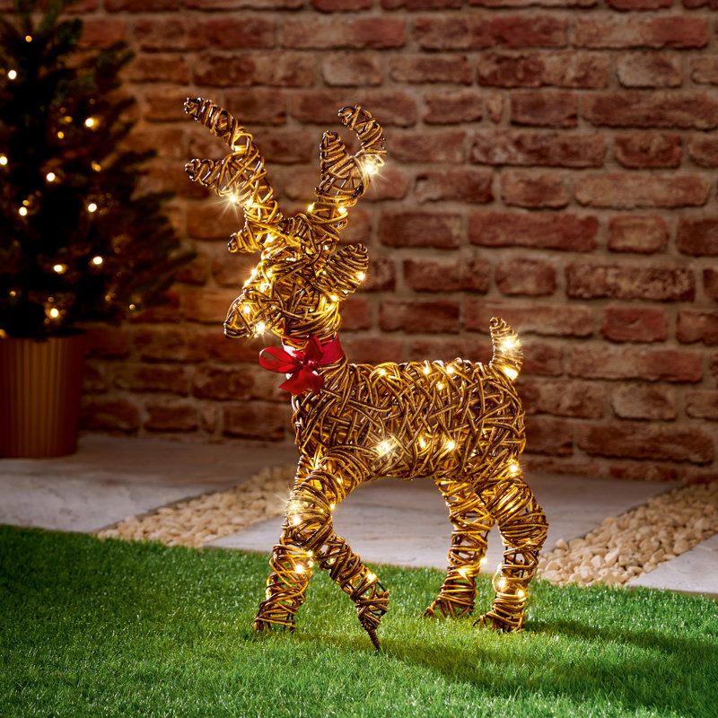 Lit Rattan Style Reindeer