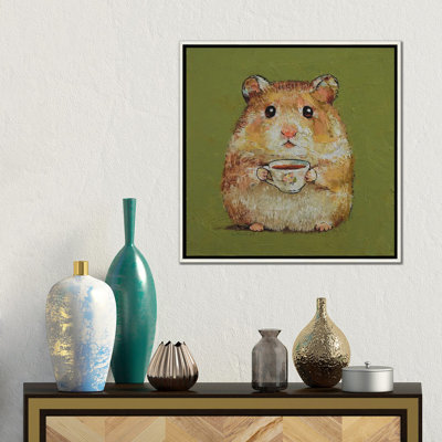 «Tea Shop Hamster», reproduction d'art sur toile encadrée
