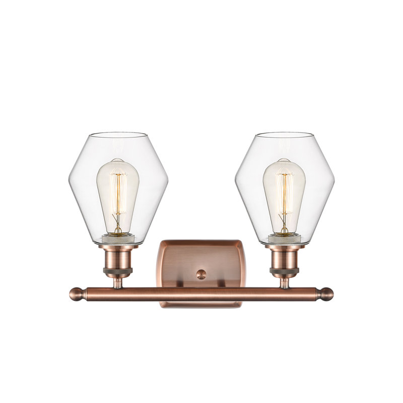 2 - Light Dimmable Vanity Light, Clear, Antique Copper