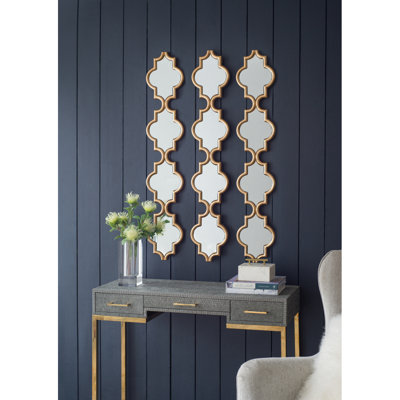 Miroir mural doré à quatre niveaux 9,5 x 1 x 47,2 po