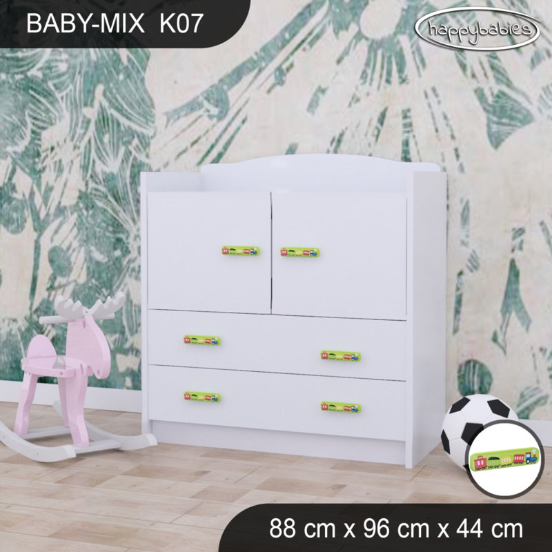 Baby Mix Kids 2 - Drawer Dresser, White/Green