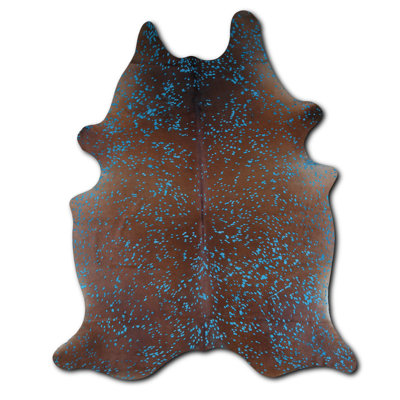 Tapis turquoise en cuir de vache teint sur mesure
