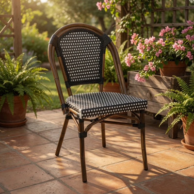 Elegant Aluminum Rattan Bistro Armchair
