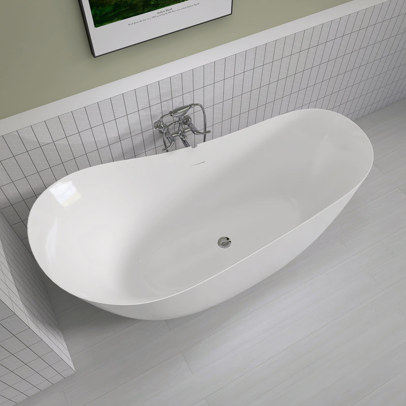 51 In. X 28.38 In. Acrylic Freestanding Soaking Bathtub Double Slipper Stand Alone Tub With Chrome Drain In White