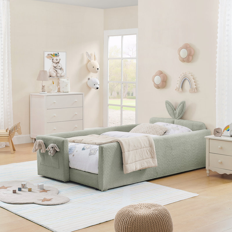 Lit plateforme tapissier Storage, Cyan, Lit simple