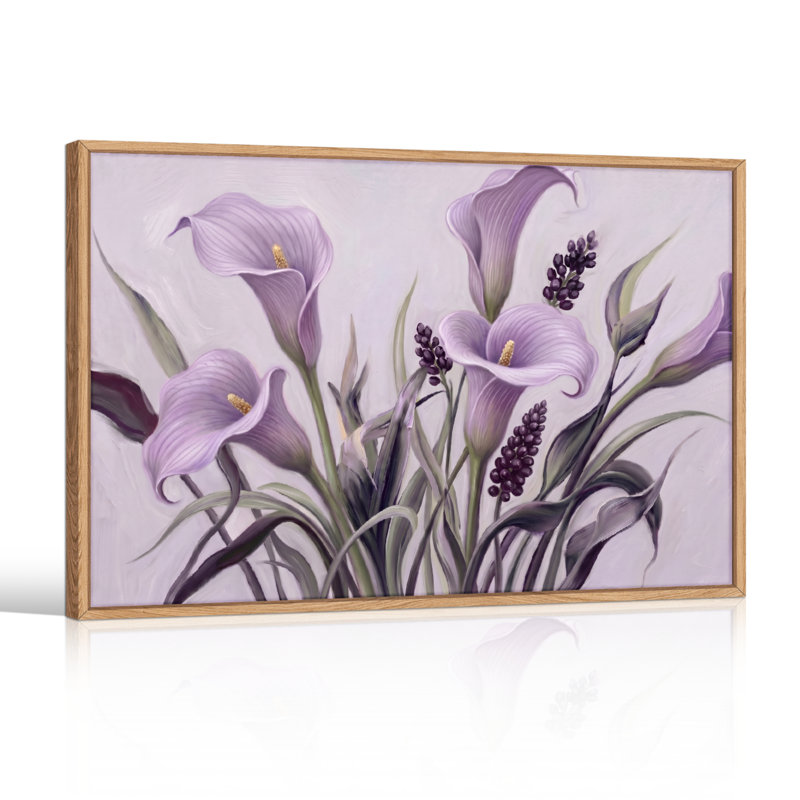 Ensemble de 1 tableau sur toile à fleurs violettes, H 18 po x l 24 po, Naturel