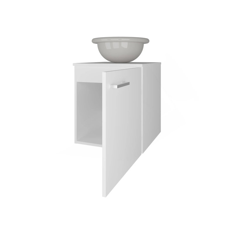 Meuble-lavabo blanc avec lavabo intégré, Blanc
