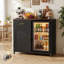 Bar avec prise de courant et mini espace réfrigérateur, mini support armoire avec tiroir et porte-verre à vin-1978926627