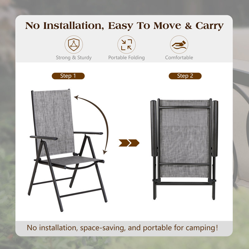 Leonard Metal Outdoor Dining Reclining Armchair, Gray