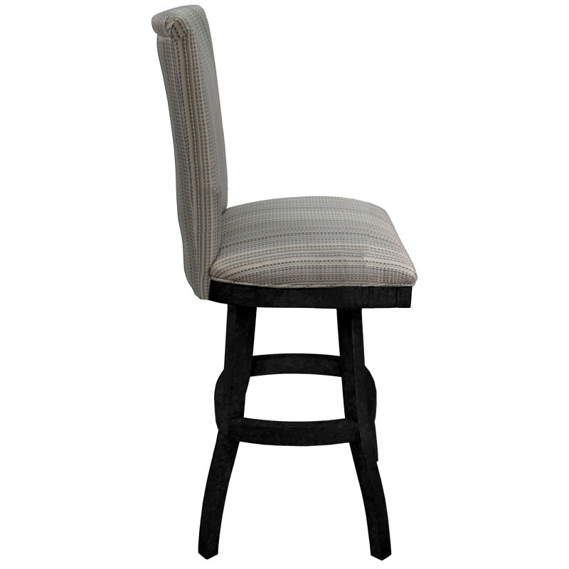 Irminger Swivel Upholstered Counter Stool with Solid Wood Frame, Black, 30"