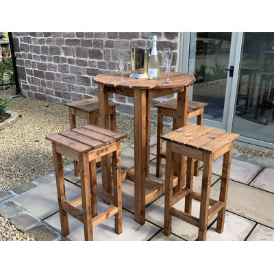 Pisa Union Rustic Bar Set with Solid Wood Outer Material