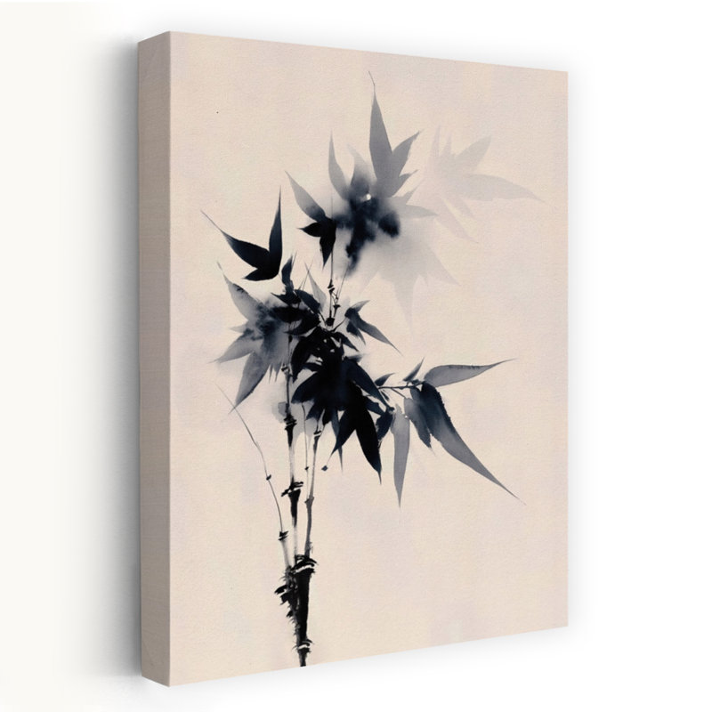 «Graceful Ink Bamboo Delicate Elegant Minimalist Bamboo Nature Landscape», art mural, H 24 po x l 16 po