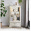 Grande armoire de rangement en métal avec 4 portes en verre et 5 tablettes, idéale pour exposer et organiser n'importe quelle pièce.