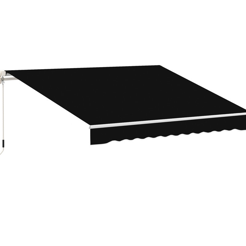 Auvent de terrasse 8 pi x 7 pi - Protection solaire manuelle rétractable noire. S'ajuste pour réduire l'exposition et la chaleur, s'adapte à diverses surfaces, acier aluminium robuste avec revêtement réduit