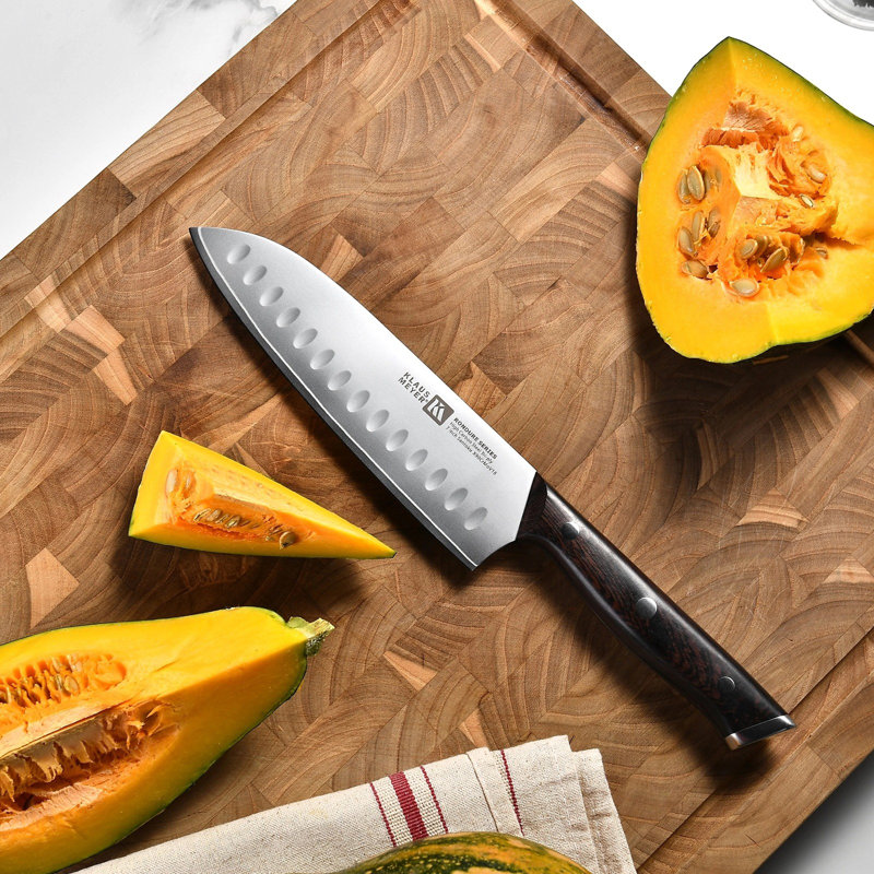 Couteau Santoku de 7 po Klaus Meyer Rondure (avec mise à la terre creuse)