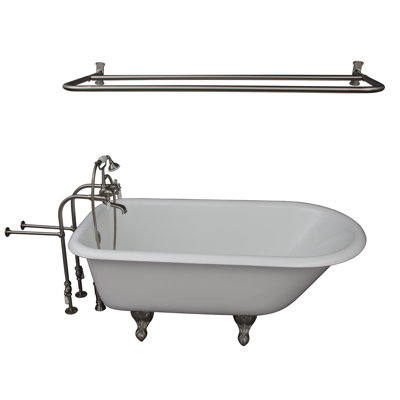 Bartlett 60.75'' x 30.5'' Freestanding Soaking Cast Iron Bathtub with Faucet