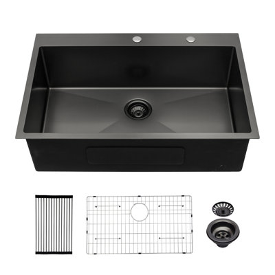 30 X 22 X 10 Inch Kitchen Sink Drop In 16 Gauge Stainless Steel 30" Single Bowl Topmount Kitchen Sink Basin