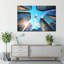 «Air plane over skyscrapers», reproduction sur toile-445465095