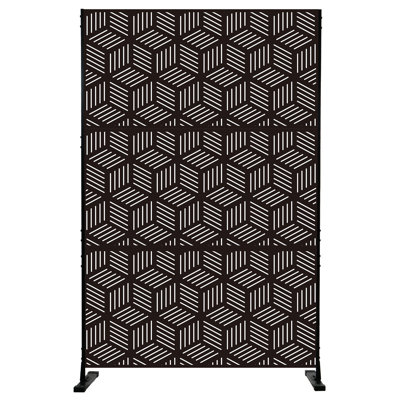 Kozyard Metal Privacy Screen 47.2" W Decorative Outdoor Divider (Black/Cube)