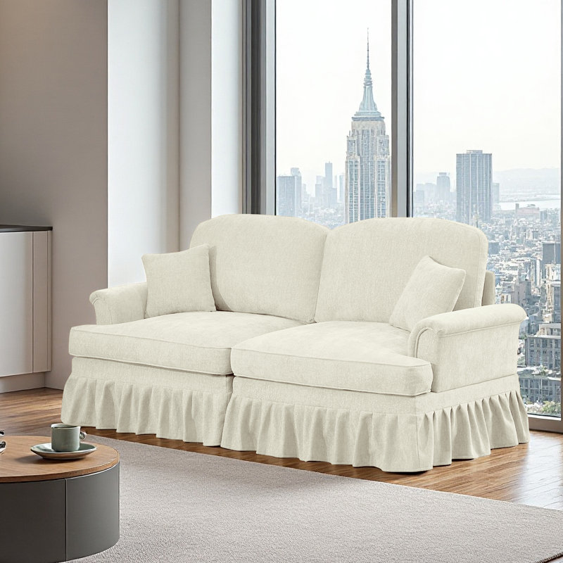 Sofa, Cloud Couch Sectional Sofa, Chenille Loveseat, 36.6" H x 76.4" W x 32.8" D, Beige