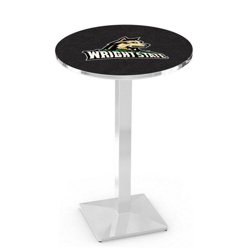 Round Metal Base Dining Table, Chrome, Wright State University