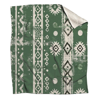 Green Geometric Tribal Blankets