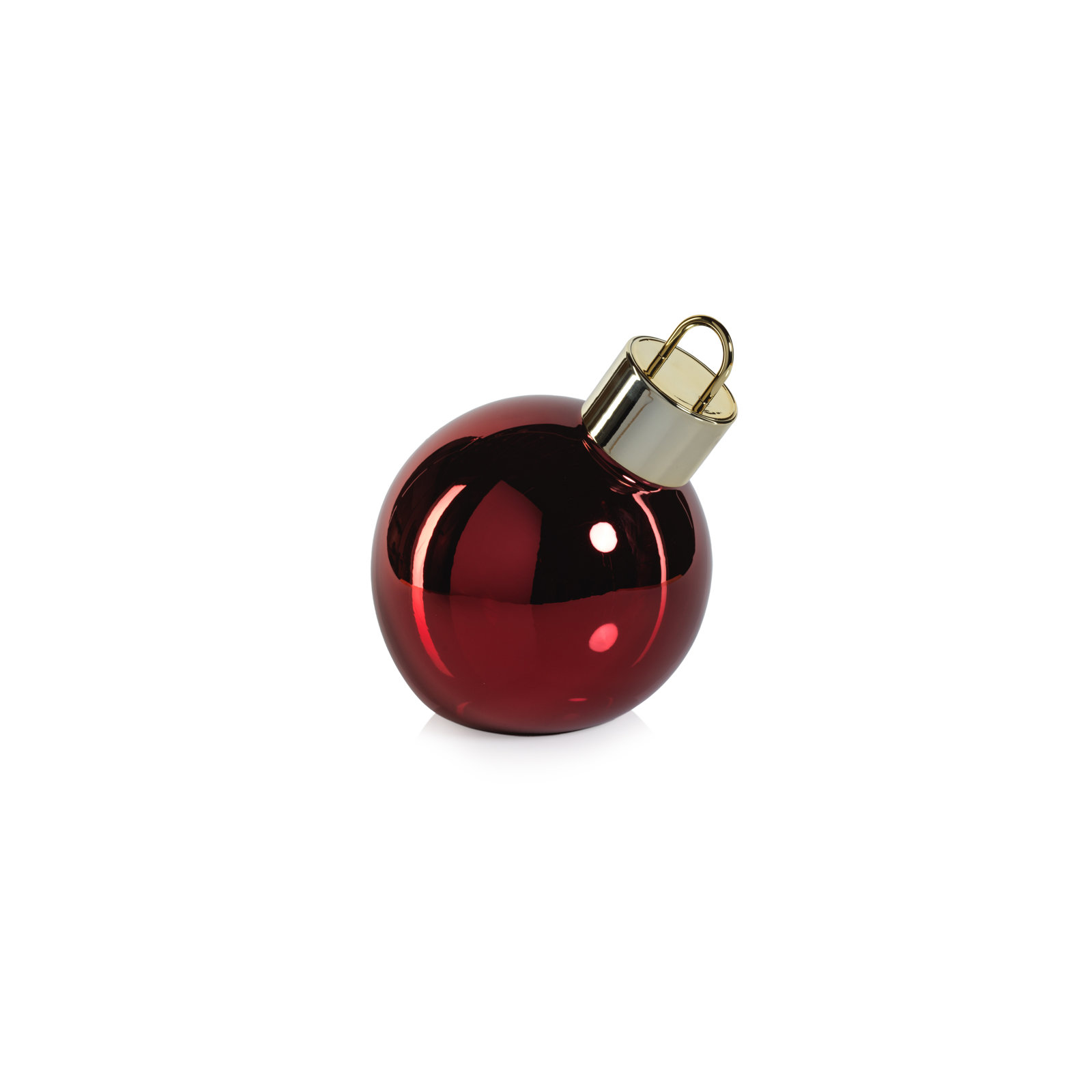 Lighted Glass Slanted Ball Christmas Ornament , 7.75" H x 7.75" W x 7.75" D, Red