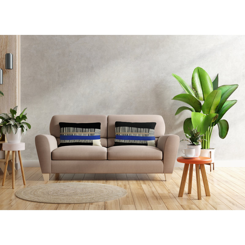 Housse et insert de coussin rectangulaire intérieur / extérieur en polyester / mélange de polyester Chamu, Bleu marine/noir