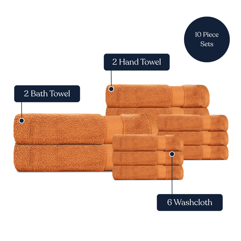 Ensemble de 10 serviettes de bain Delara, Caramel brûlé