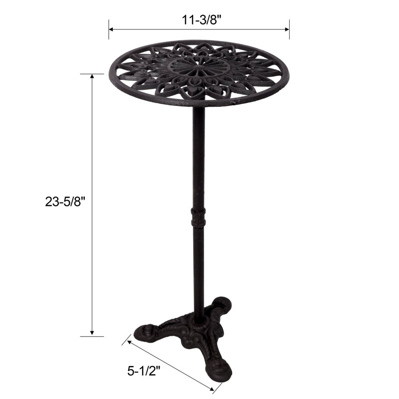 Support à plantes à un niveau en fonte avec plateau rond ajouré, Black