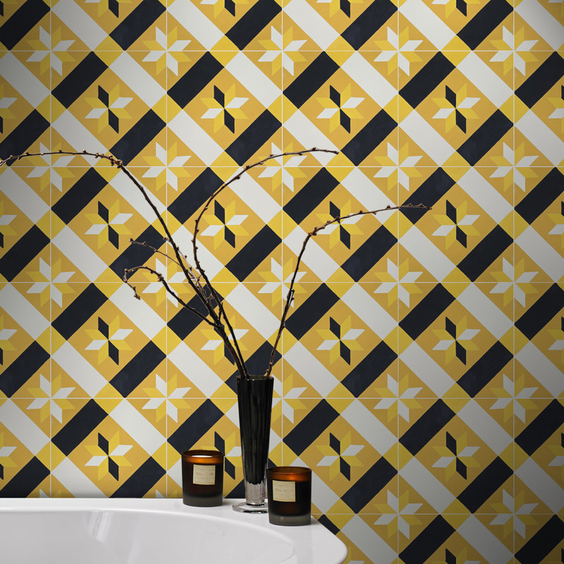 Kotoubia 8" X 8" Straight Edge Wall & Floor Cement Tile