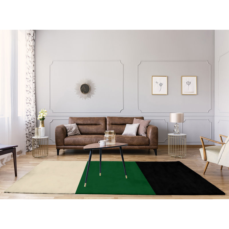 Tapis à rayures vert/noir, Rectangle 9 pi x 12 pi