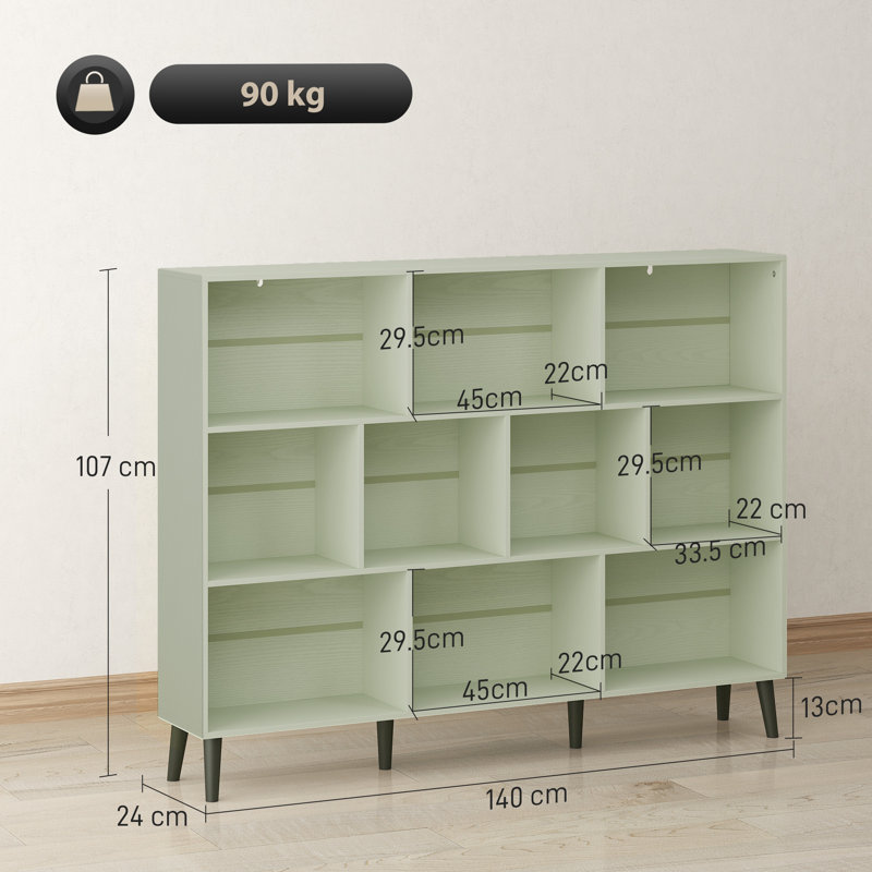 107cm H x 140cm W Bookcase, Light Green