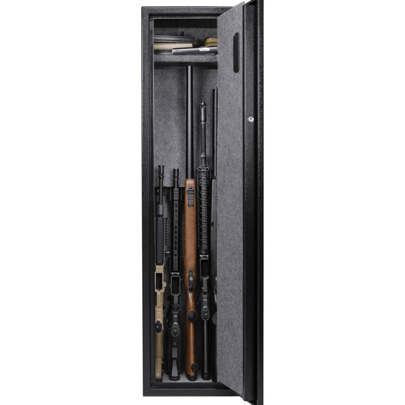 Coffre-fort de 4,33 pieds cubes avec serrure numérique. Spacieux pour les carabines et les accessoires. Pour un usage domestique ou professionnel. Fabriqué en système d'entrée de clavier électronique approuvé en acier noir. Boutiques adaptées