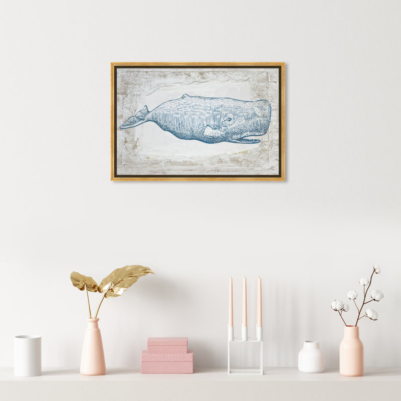 Baleine bleue - impression sur toile tendue, H 16 po x l 24 po, Impression encadrée, Gold