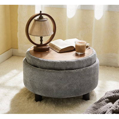 Repose-pieds de rangement rembourré avec couvercle amovible et compartiment de rangement caché Feros