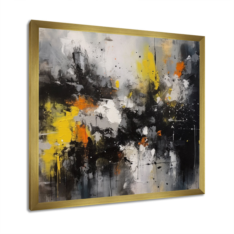 Encre liquide sur toile Vanita, H 36 po x l 36 po x P 1,5 po, Cadre flottant doré