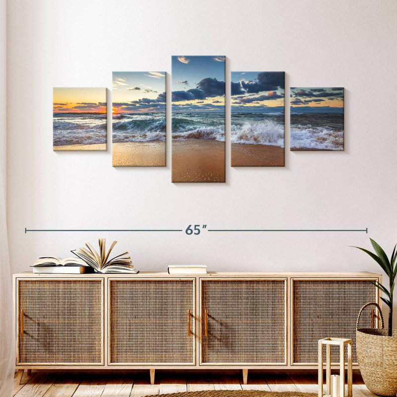 Ensemble 5 pièces Sea Cloudscape sur toile, H 55 po x l 24 po x P 1,25 po