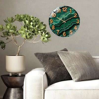 Horloge murale en verre Malachite