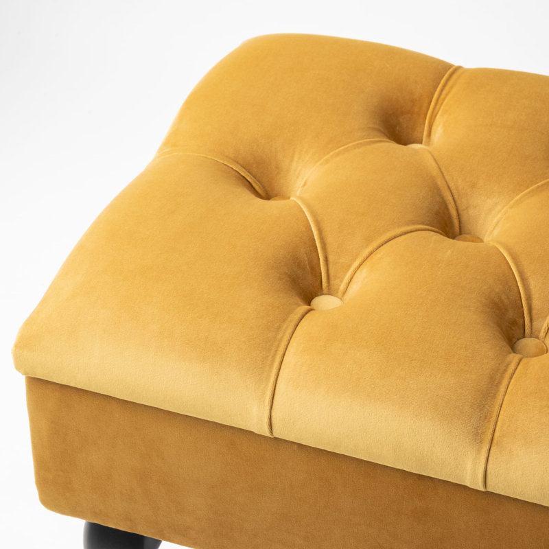 Thalassa Velvet Upholstered Storage Bench, H44 x W140 x D30cm, Natural, Orange